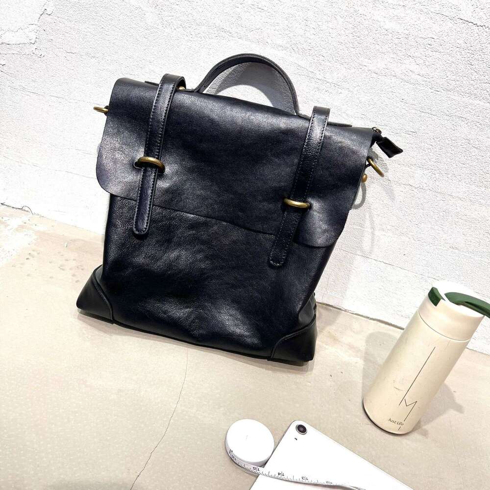 Genuine Leather Vegetable Tanned Top Layer Cowhide Three Way Handbag Shoulder Unisex Backpack Crossbody Bag High Quality