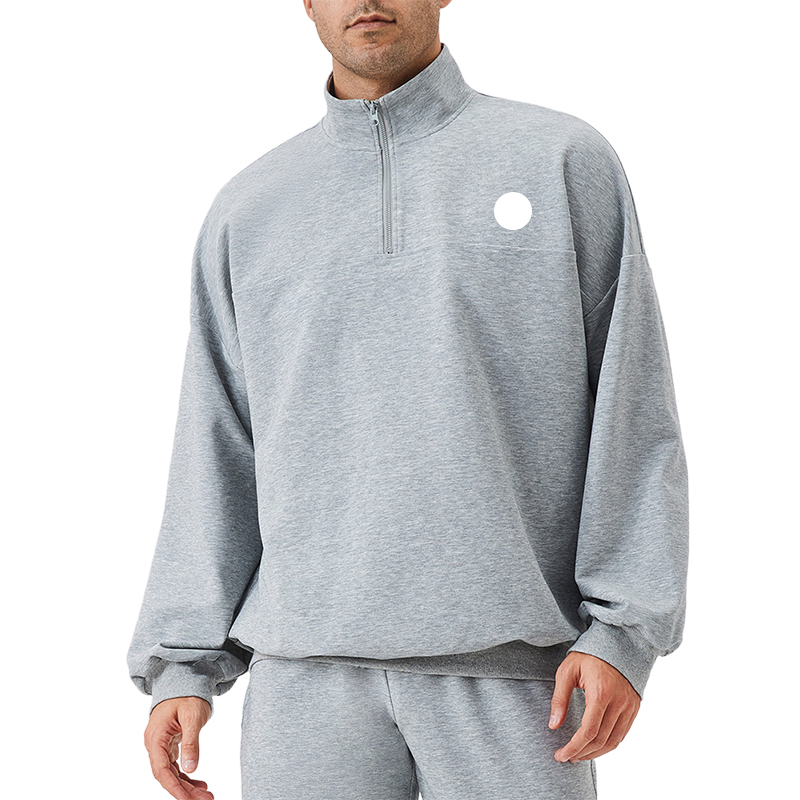 Men Hooded Jacket Loose stand-up collar running long sleeve half-zipper sweatpants loose suit three-Piece Set autumn and winter leisure Sportswear European code S-XXL