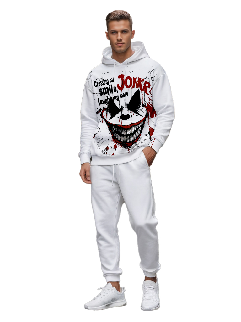 Men's Ankle-Length Knitted Hoodie Casual Outdoor Polyester Sweatshirt Gradient Color Print with Adjustable Drawstring - LMWY00166