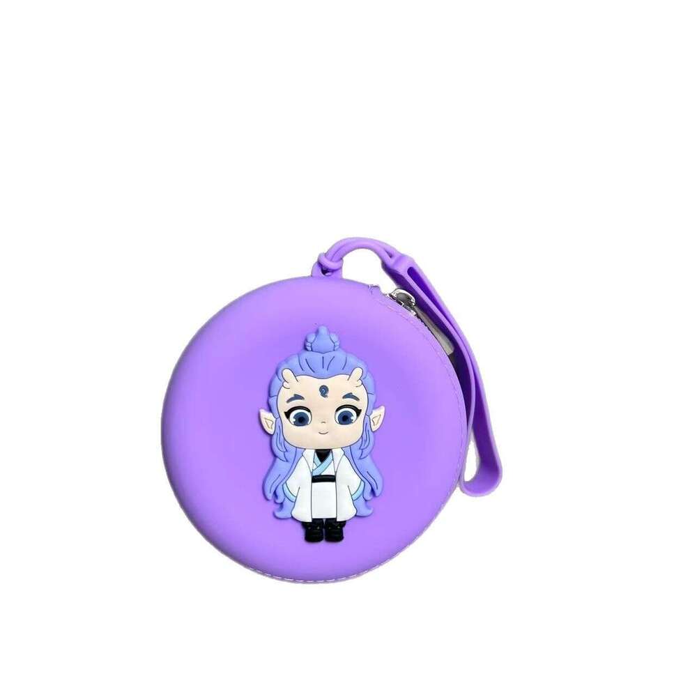 Cartoon Coin Purse Nezha 2 Demon Child Headphone ID Zipper Silicone Lipstick Bag Storage Mini