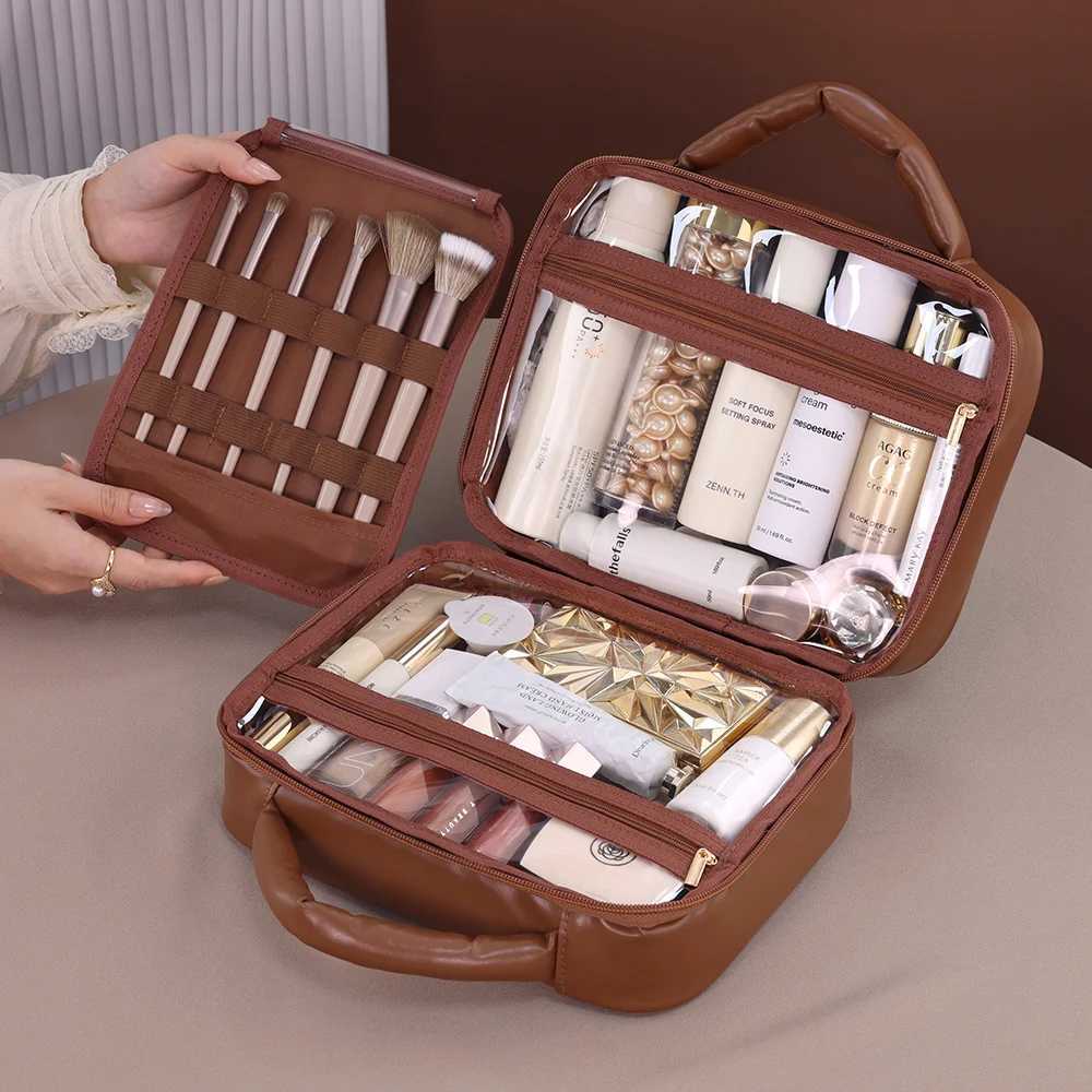 Large Capacity PU Grid Melody Womens Cosmetic Storage Box Portable Travel Makeup Bag Highend Feel Multicompartment Wash BagW251021