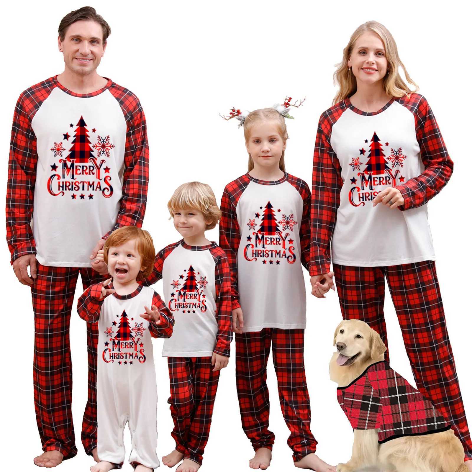 Merry Christmas Family Matching Outfits Tree Printed Mother Father Kids Pajamas Set Soft Loose Sleepwear Xmas Look Gift Pyjamas L251021GUO0