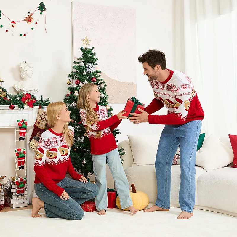 Happy New Years Costume Christmas Family Look Sweater Adults Kids Matching Pullover Cute Print Jumper Full Sleeve Soft Knitwear L251021PFCK
