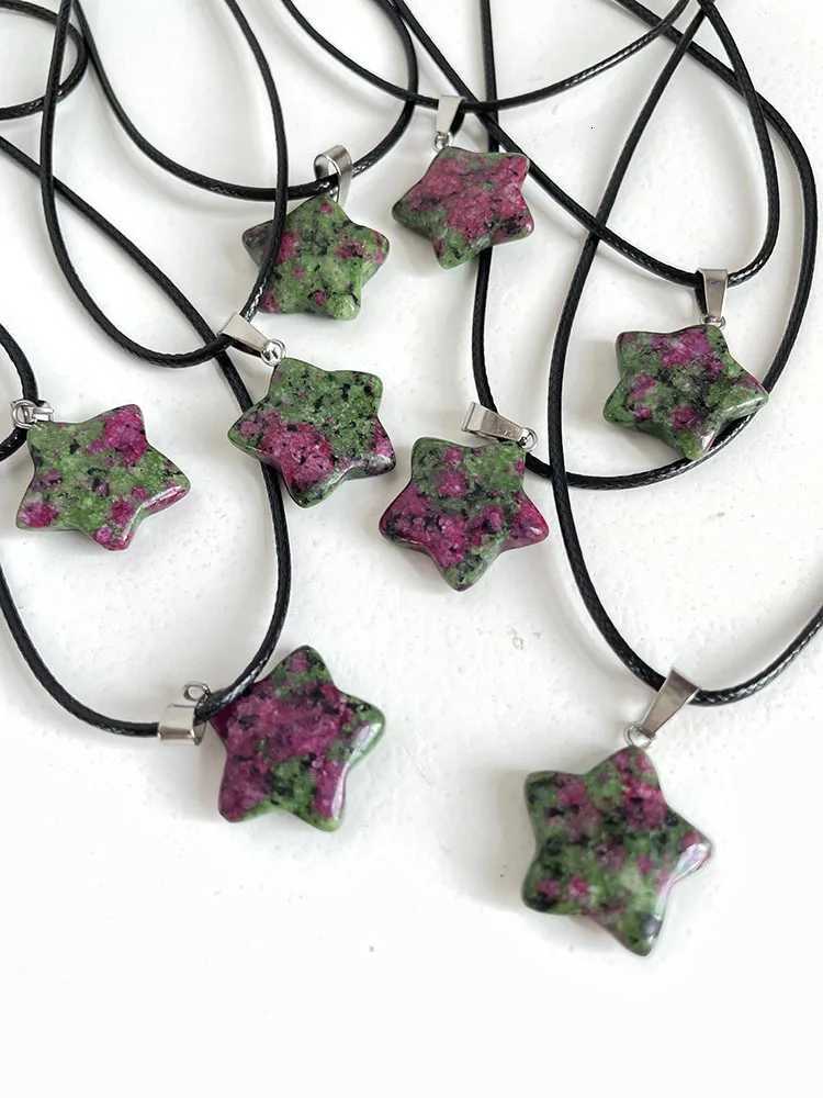 Trend Natural Stone Hexagon Crystal Rose Quartz Opal Star Pendant Necklace for Women Fluorite Lapis Bullet Pendulum Jewelry Gift XJ250717