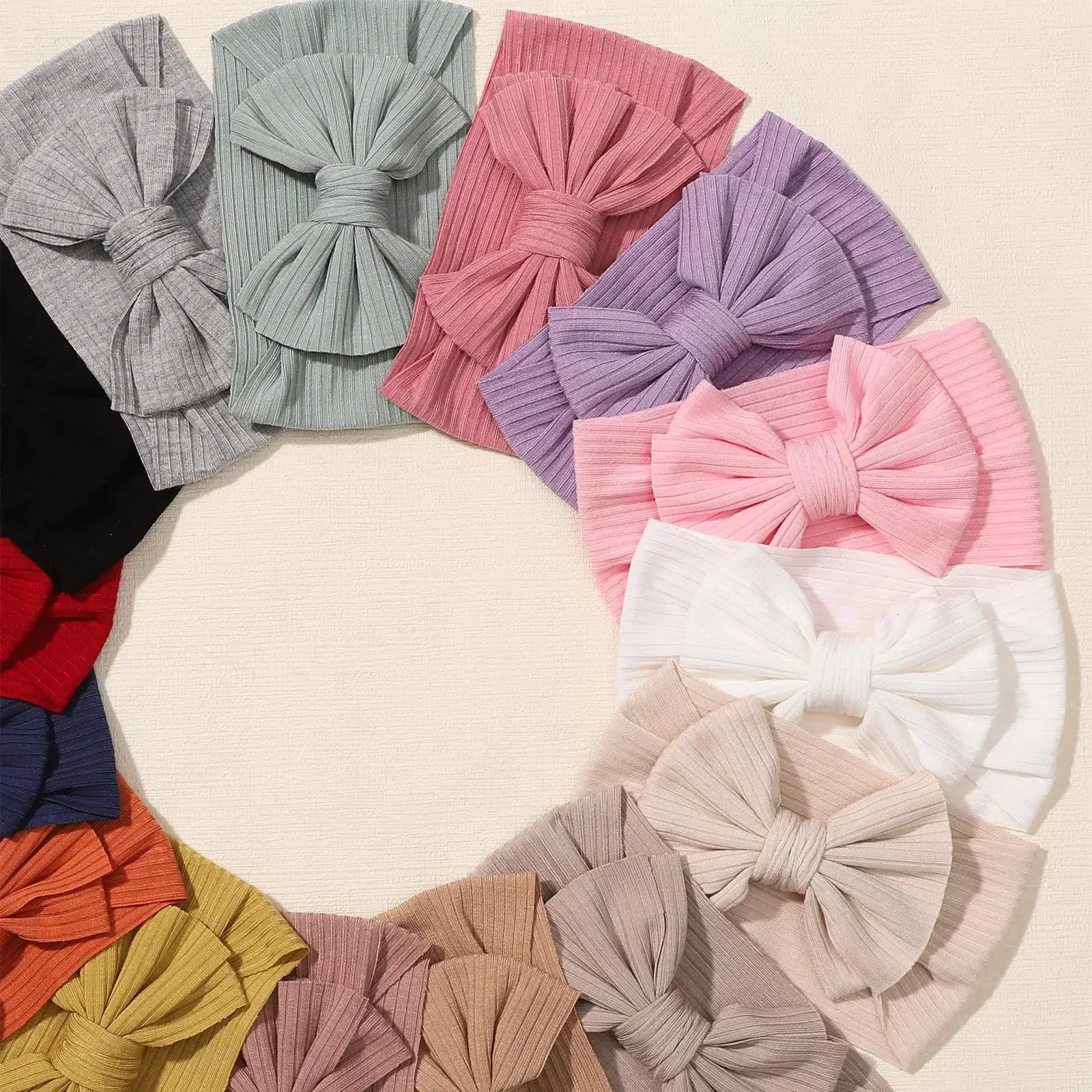 Candy Color Knit Baby Headbands Rib Bow Elastic Soft born Headbands for Baby Girl Children Turban Infant Kids Accessories 251021