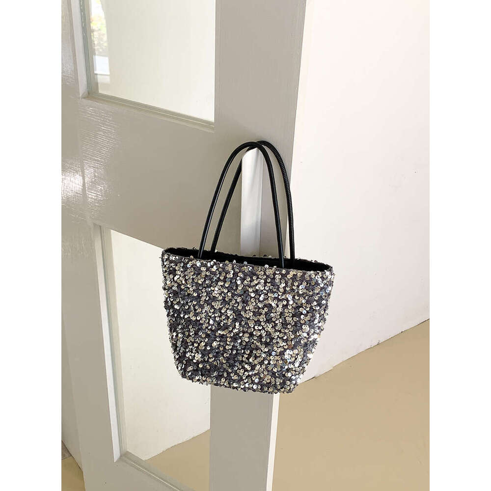 New Silver Sequin Niche Design Versatile Fashion Handbag Tote Stylish Chain Shoulder Crossbody Bag For Women B5
