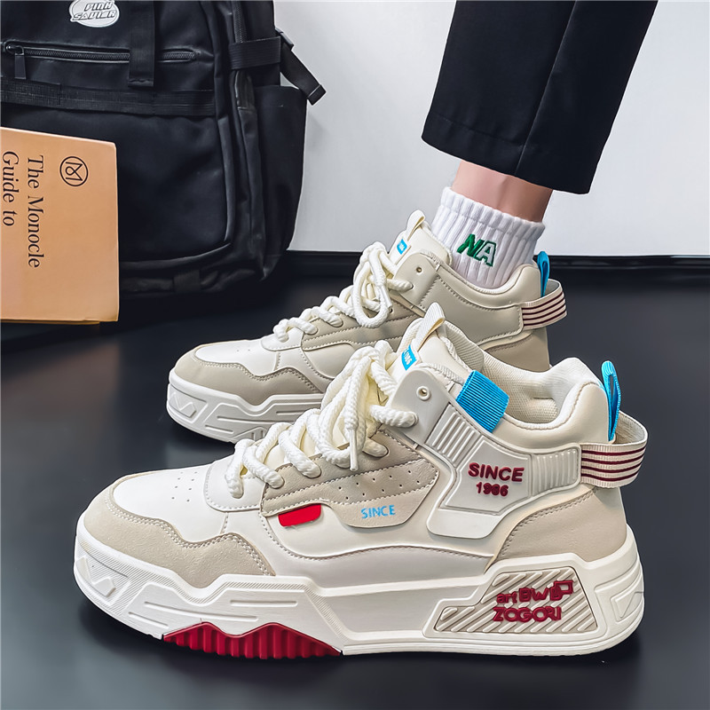 High-top men's shoes winter niche design versatile casual board shoes teenagers students sports thick-soled climaxing shoes2025