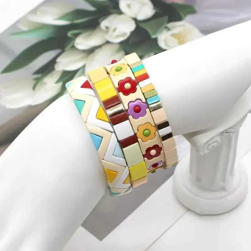 DIY Macaron Color Matching Fashion Ladies Enamel Bracelet Stacking Set Rainbow Painting Oil Colorful Charm Bracelet Jewelry J251021