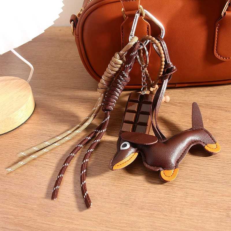 1PC Womens Pendants Vintage Leather Sausage Dog Chocolate Charms Accessories For Mobile Phone Bags Keychain J251121