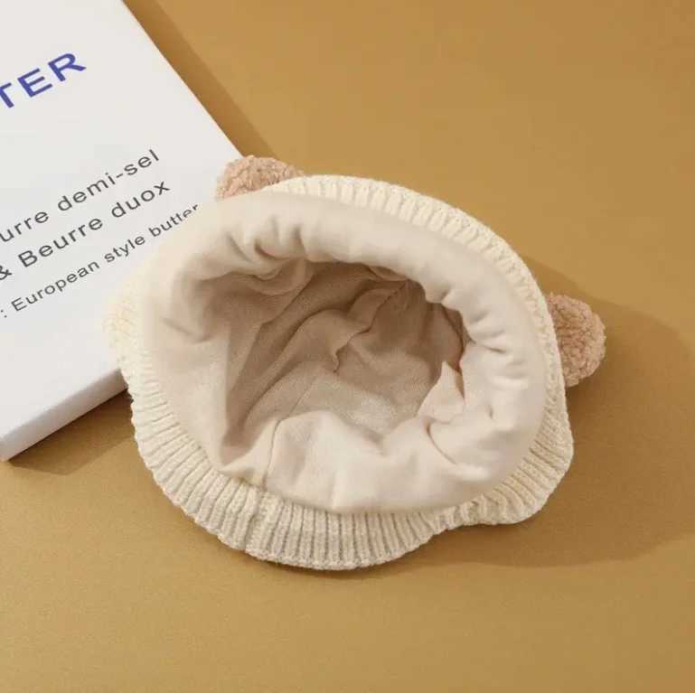 Baby Bear Ear Protection Hat Soft Knit Winter Hat Cartoon Bear Design for Infants Toddlers Christmas Thanksgiving Gift J251021