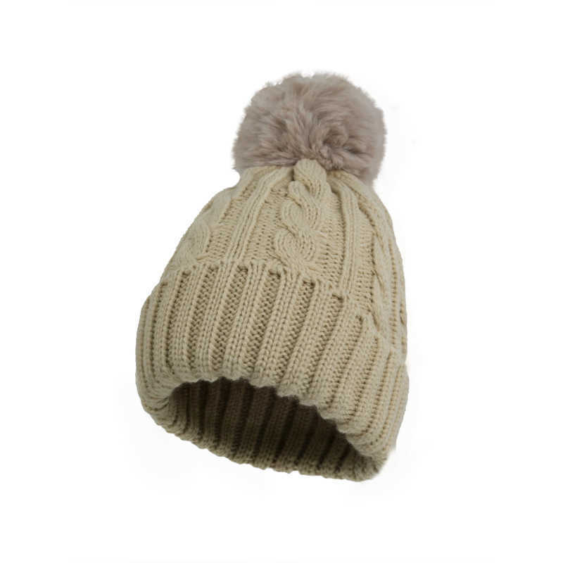 New Solid Color Knitted Hat with Braided Fashionable Winter Warm Adult Hat H251020