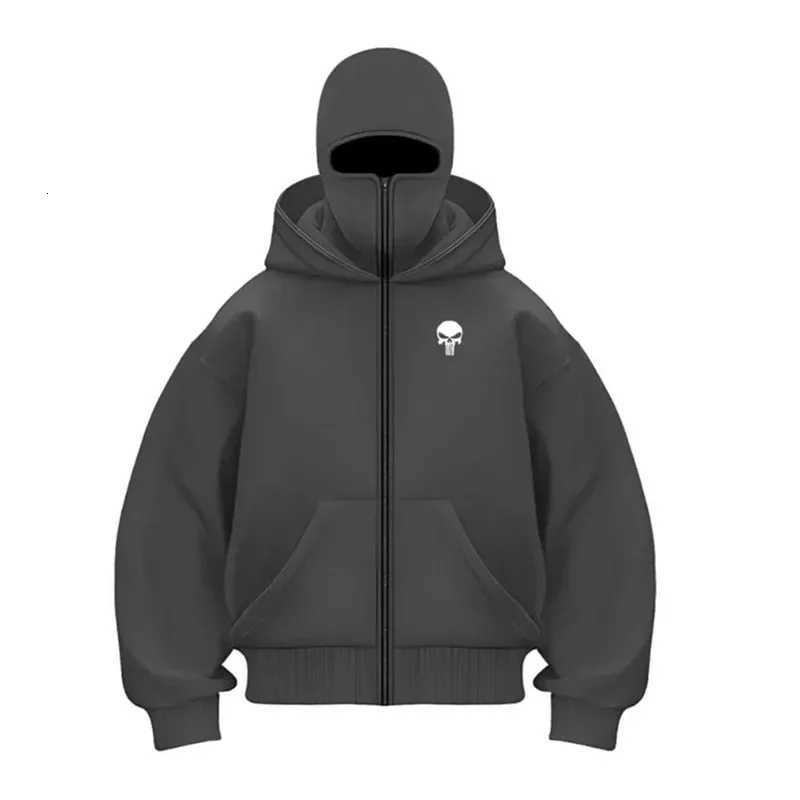 Unisex Double Hooded Fleece Sweatshirt Mens Balaclava Hoodie Half Zip Outfit for Fall Winter Mens Clothing Warm W251021