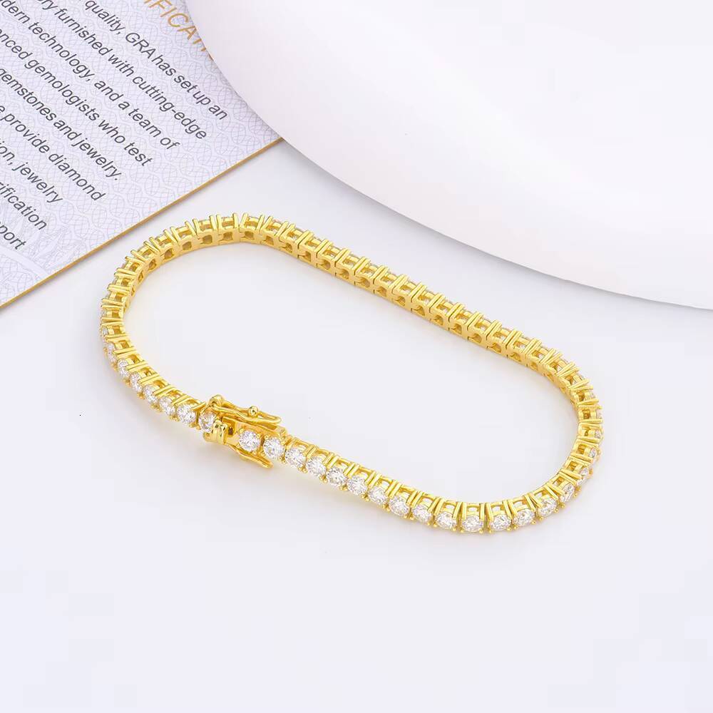 High Quality 3mm Silver 925 VVS VVS1 Real Moissanite LabGrown Moissanite Round Shape Tennis Chain Bracelet