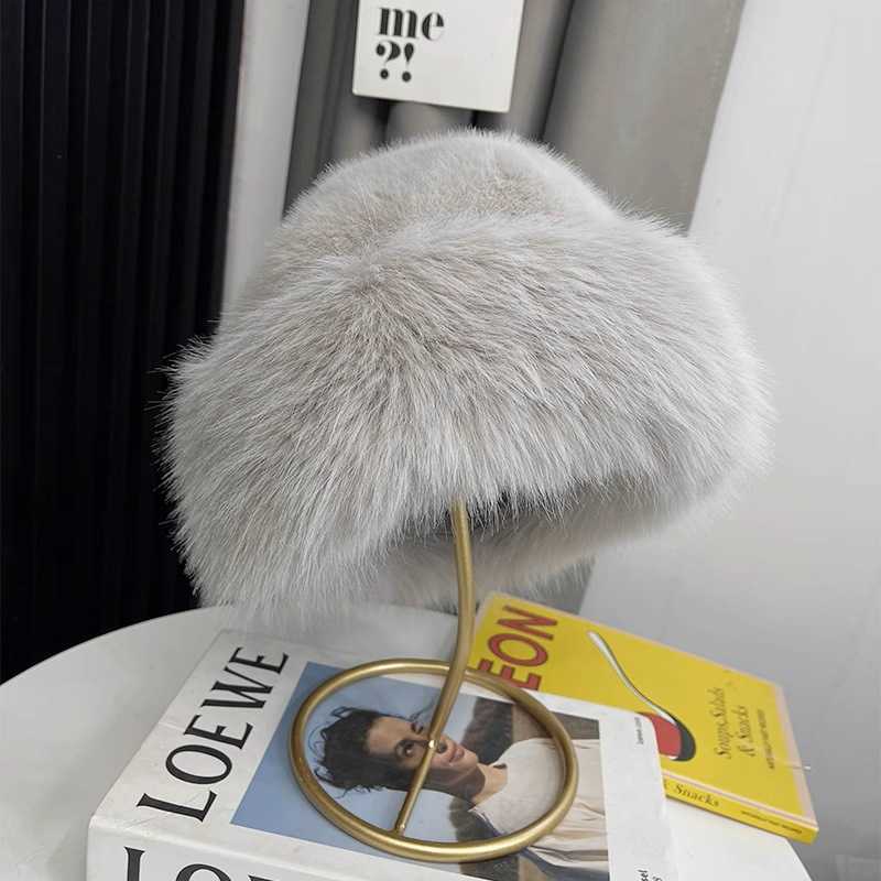 Wide Brim Womens Plush Hat Thickened New Winter Warm Faux Leather Fashion Simple Imitation Mink Princess H251020