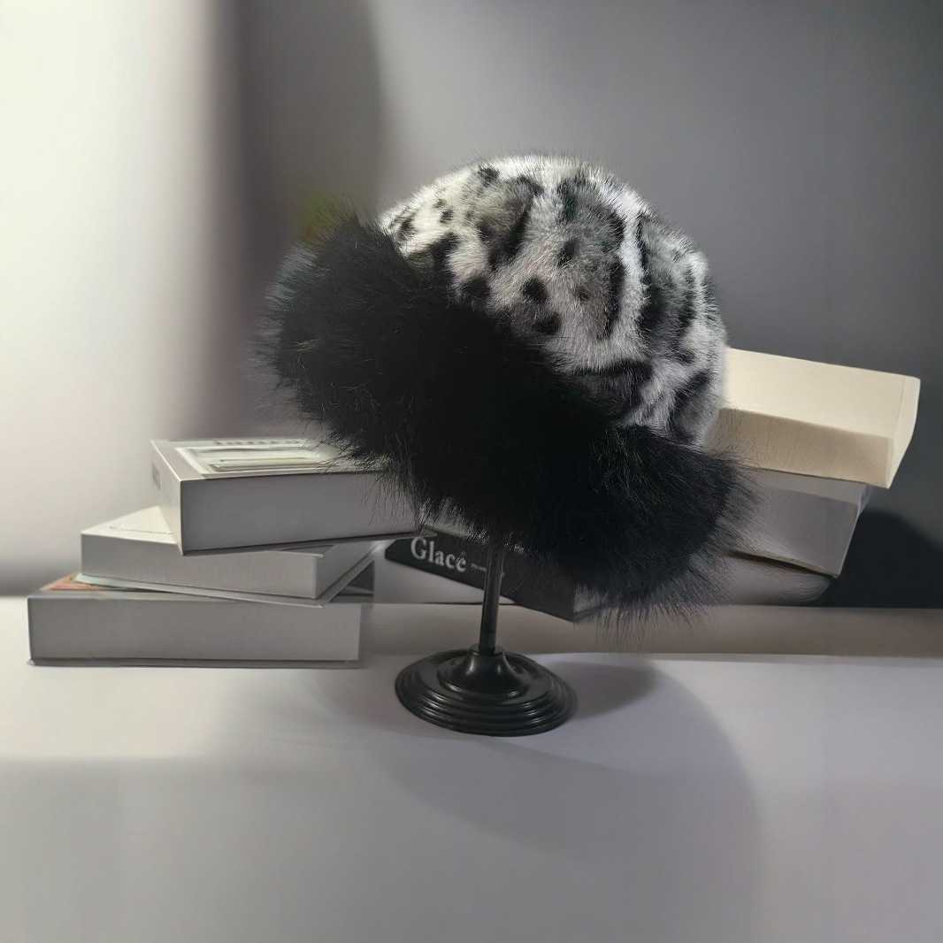 2024 New Leopard Print Hat for Women Autumn and Winter Warm Faux Fur Fashion Fisherman Hat Imitation Mink Womens Hat H251020