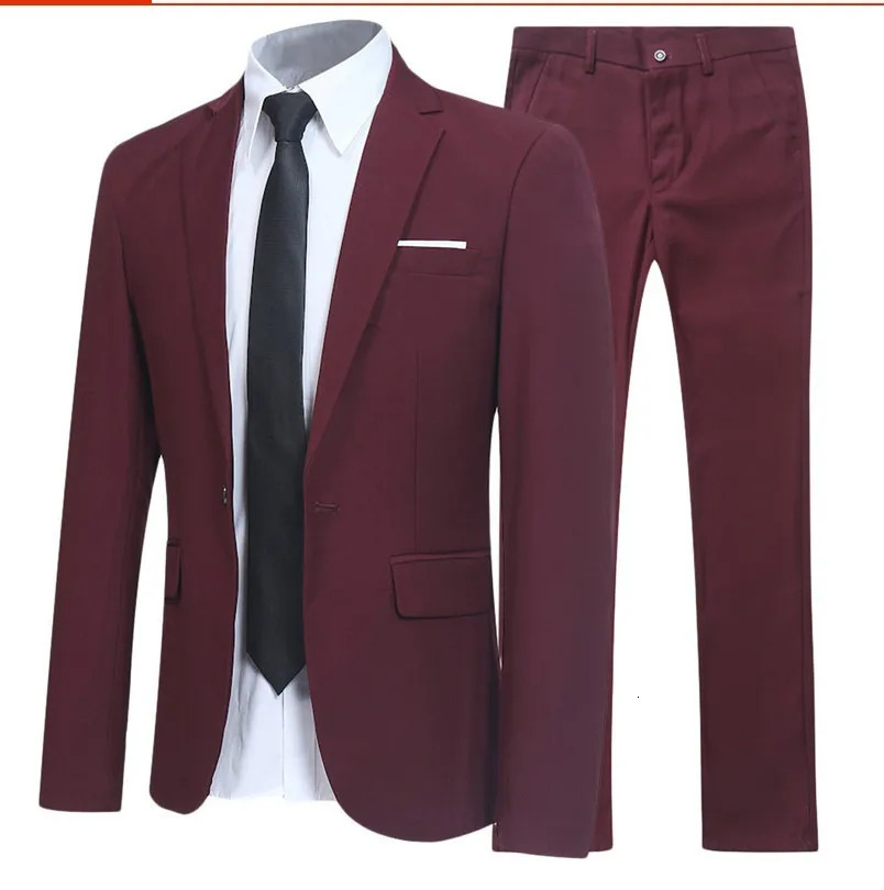 Blazer Suits Men 2 Piece Set Party Coat Straight Pants Ensemble Autumn 2025 Button Trousers Suit Jacket Outfits Formal Banquet 251021