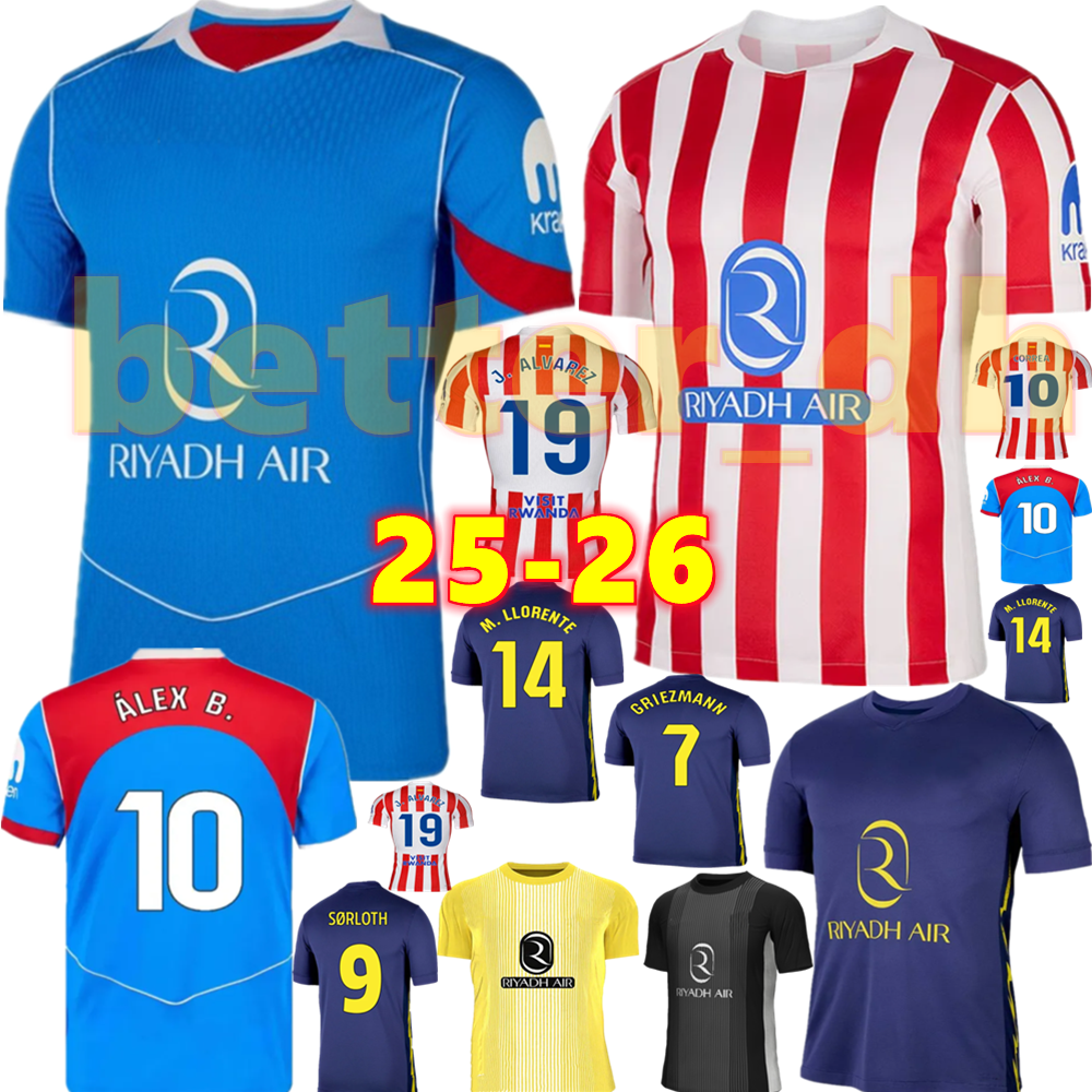 4XL 25- 26 Club Atletico de MadridSs Soccer Jerseys 2025 2026 Player Version Men Uniforms Football Shirts J.ALVAREZ GRIEZMANN M.LLORENTE KOKE ATM r Kids Kits Goalkeepec