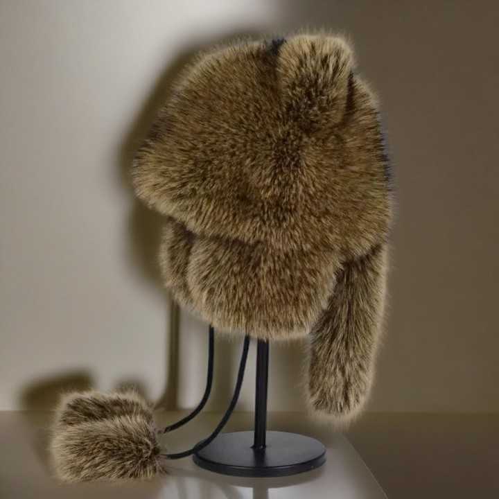 Imitation Fox Fur Little Raccoon Hat for Women Winter New Thickened Warm Hat Fashionable Versatile Feng Hat H251020