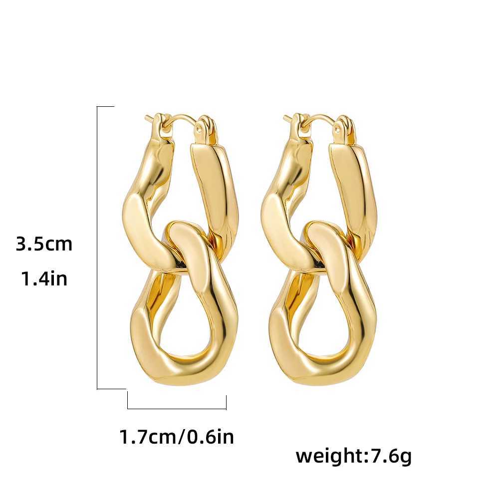 Minimalist Twisted Cuban Chain Hanging Drop Earrings for Women Punk Gold Color Detachable Round Circles Hoop Earring Ear Buckle J251021