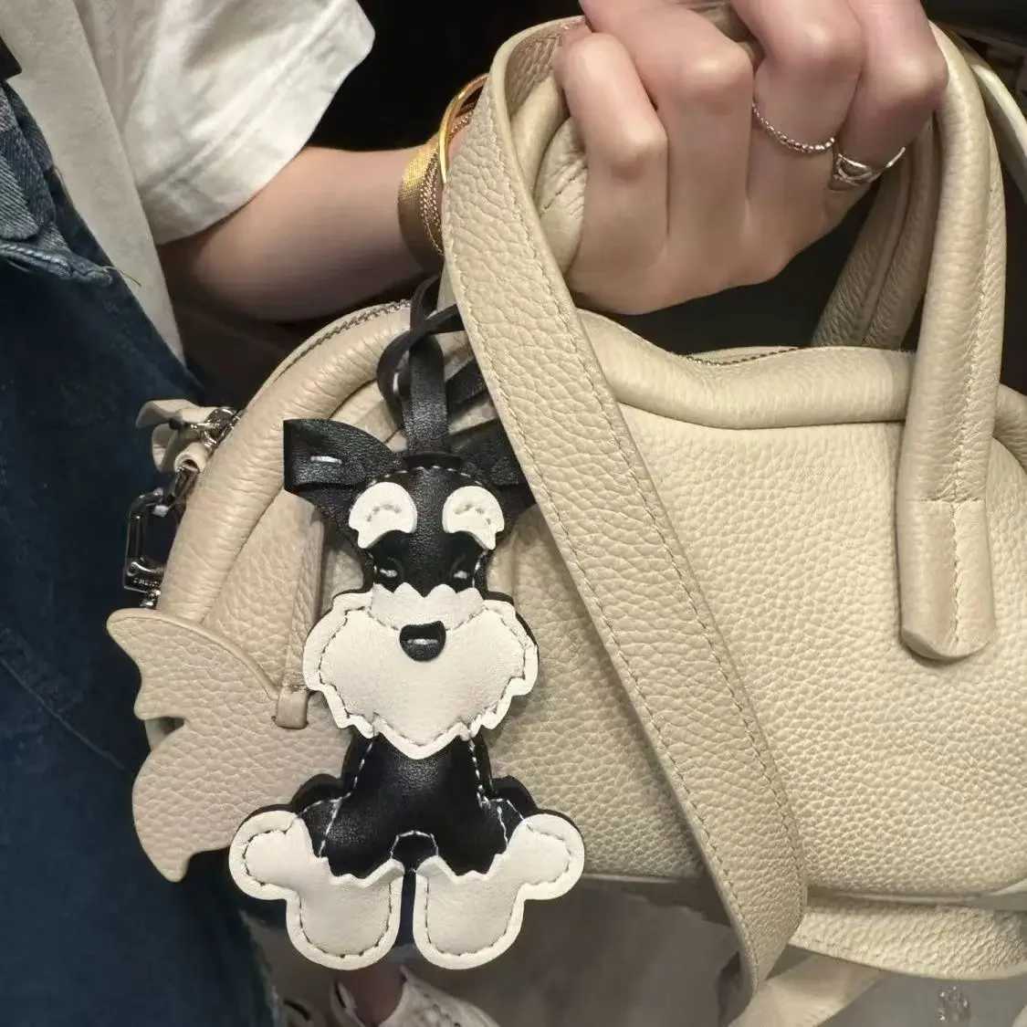 Schnauzer Cute Dog PU leather Womens and Mens Bag Pendant Key Pendant keychains Bag charm W251021