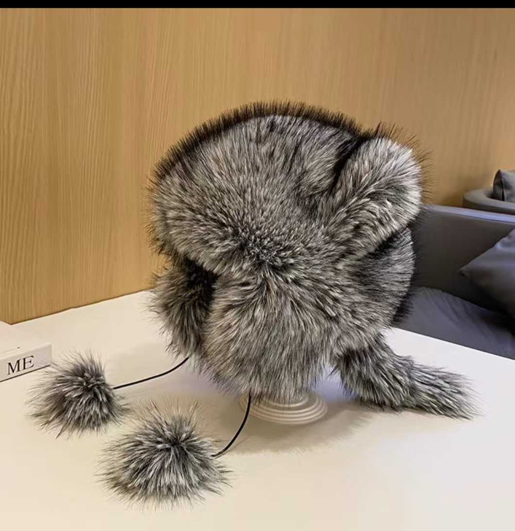 Autumn and Winter New Thickened Warm Princess Hat Fashion Ear Protection Hat Imitation Fox Fur Little Raccoon Tail Hat H251020