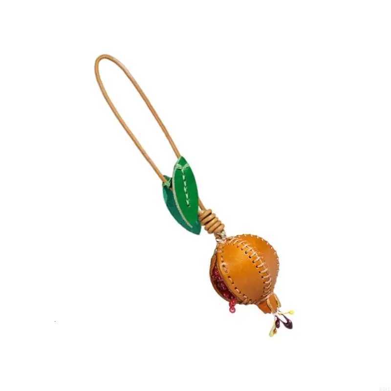 R2LE Sturdy Leather Pomegranate Adornment Bag Charm for Car or Purse Customization W251021