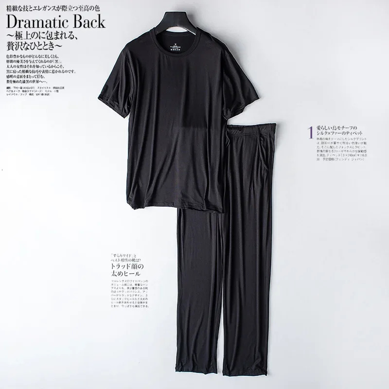 Mens spring and summer modal pajamas twopiece shortsleeved trousers thin large size loose sports home wear suit sleepwear 251021