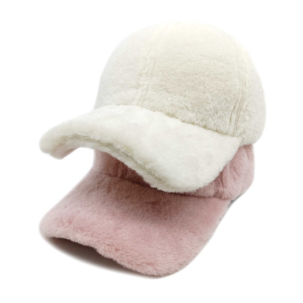 Winter Simple Solid Color Thickened Duckbill Cap Women Plush Coldproof Casual Baseball Cap Men Outdoor Sunshade Hat H251020
