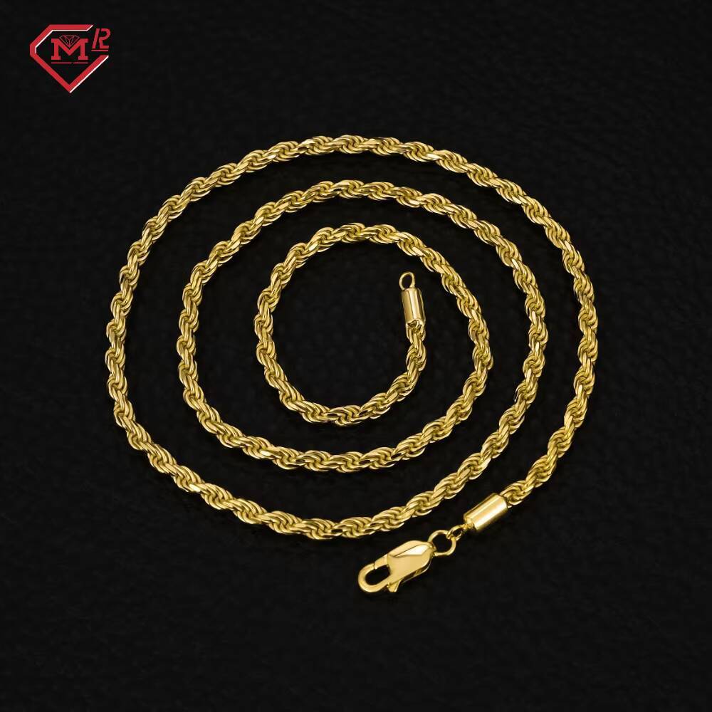 Wholesale 25mm 35mm 45mm Rope Chain Rose Gold Silver Plated Custom Jewelry S925 Rope Necklace