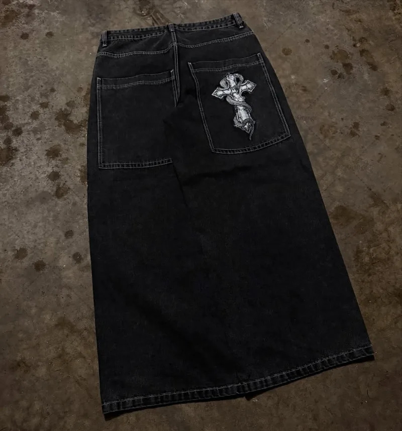 Gothic Harajuku Retro Streetwear Trousers Vintage High Street Baggy Y2K Jeans Women Hiphop Punk Waist Wideleg Pants Men 251017