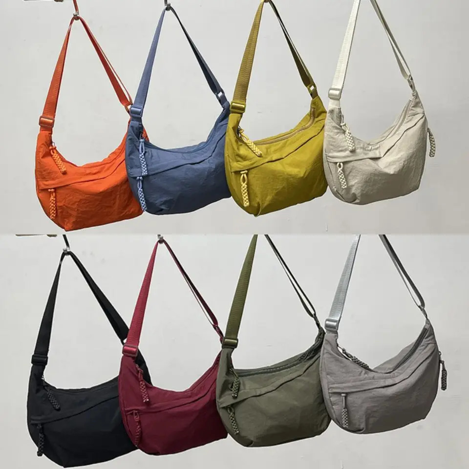 Canvas Crossbody Bags Large Capacity Korean Simplified Shoulder Bag Lightweight Solid Color Dumpling Bag Travel 251021