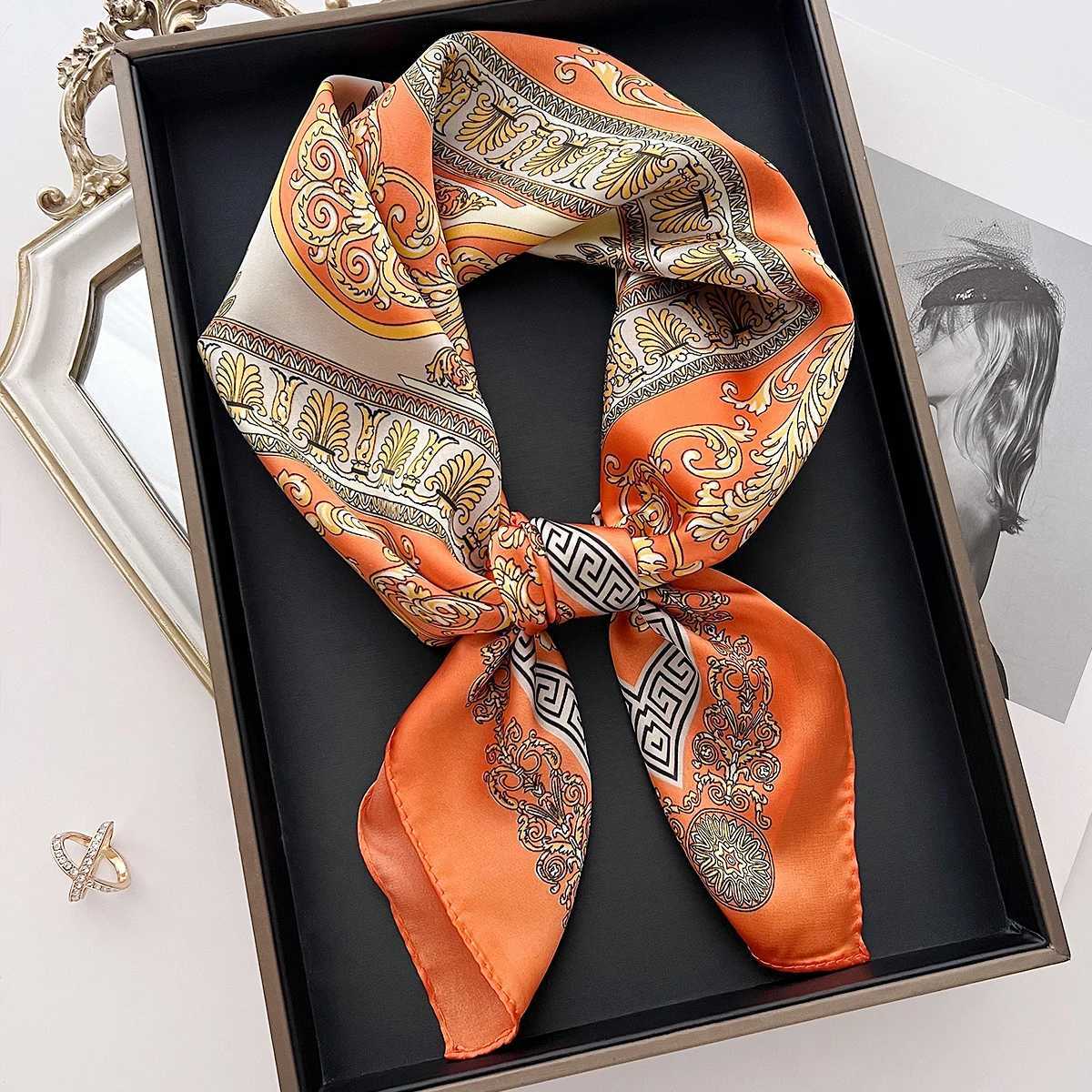 Luxury Brand Neckerchief Silk Feeling Scarf for Women Design Hair Bands Satin Square Headscarf Ribbon Lady Wrist Hand Wrap Shawl W251021