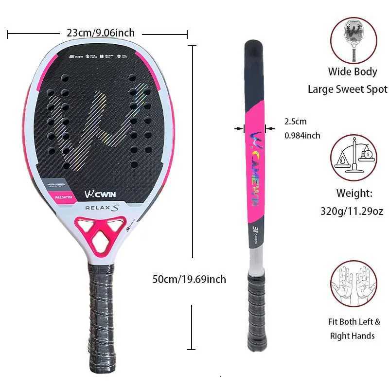 3K Camewin Beach Tennis Racket Full Carbon Fiber Rough Surface Outdoor Sports Racket For Men Women Adult Senior Player 2025 New W251021