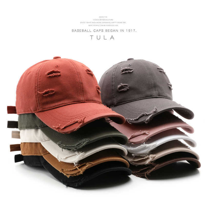 Style Personality Women Spring and Autumn Solid Color Washed Distressed Baseball Cap Outdoor Men Sports Sun Protection Shade Baseball Cap H251020