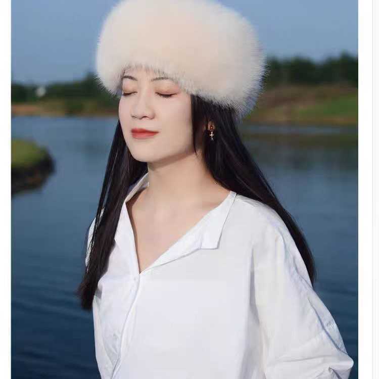 Fox Fur Flat Hat for Women Autumn and Winter Cotton Hat Thickened Furry Warm Ear Protection Fairy Thickened Princess Hat H251020