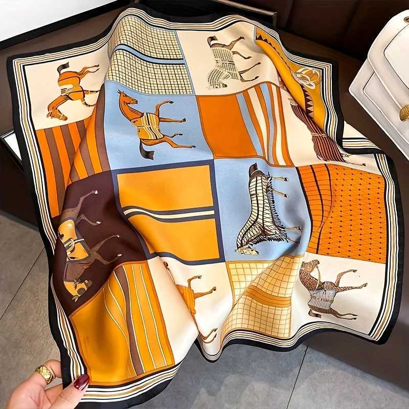 Luxury Print Silk Square Scarf Wen Soft Satin Horse Haiand Neckerchi Off Hijab band Foard Bag Ribbons GiftW251021