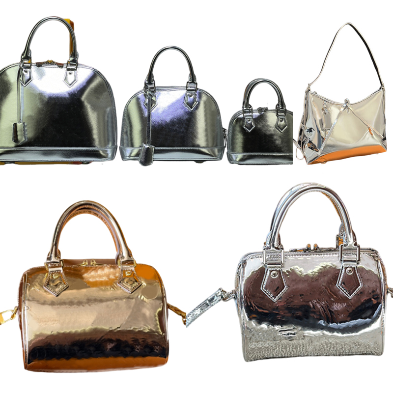 Mini Gold Pillow Bag Luxury Bag Hobo Shoulder Bag Designer Bags For Women Cowhide Leather Lady Handbag Underarm Bag Zipper Open Lacquer Leather Material 20cm