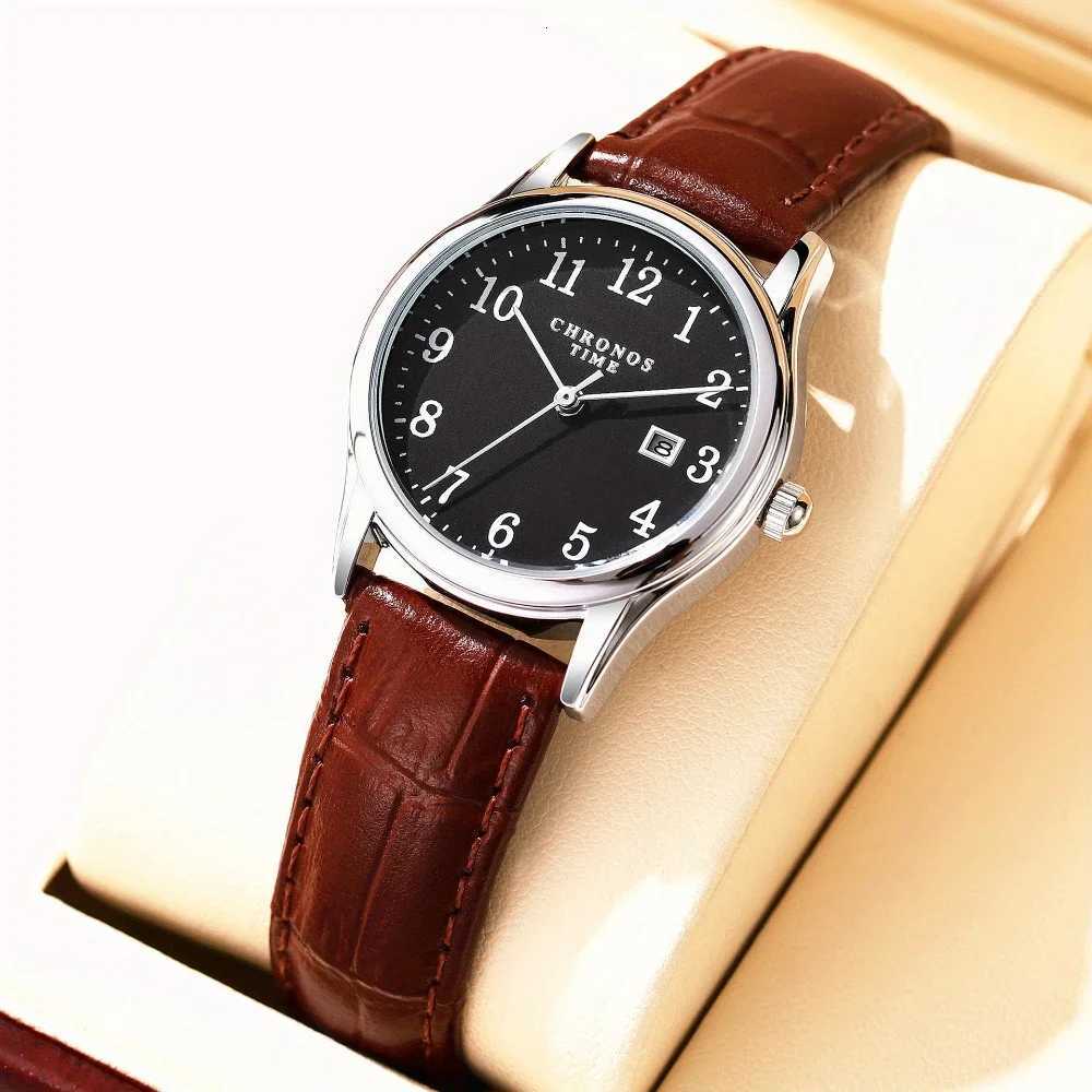 CHRONOS Casual Women Leather Stainl Steel Waterproof Ladies Quartz Elegant Wrist with Auto Date relojboxXJ251021