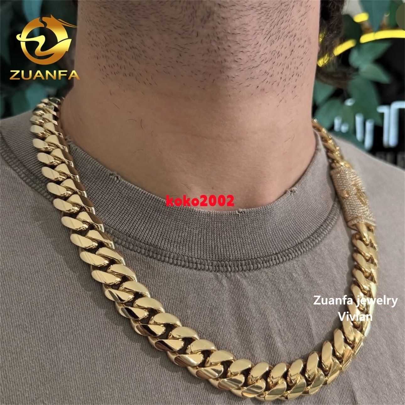 16MM Moissanite Necklace VVS Moissanite Diamond Sterling Silver 925 VVS Moissanite Hip Hop Cuban Chain Cuban Link Necklace