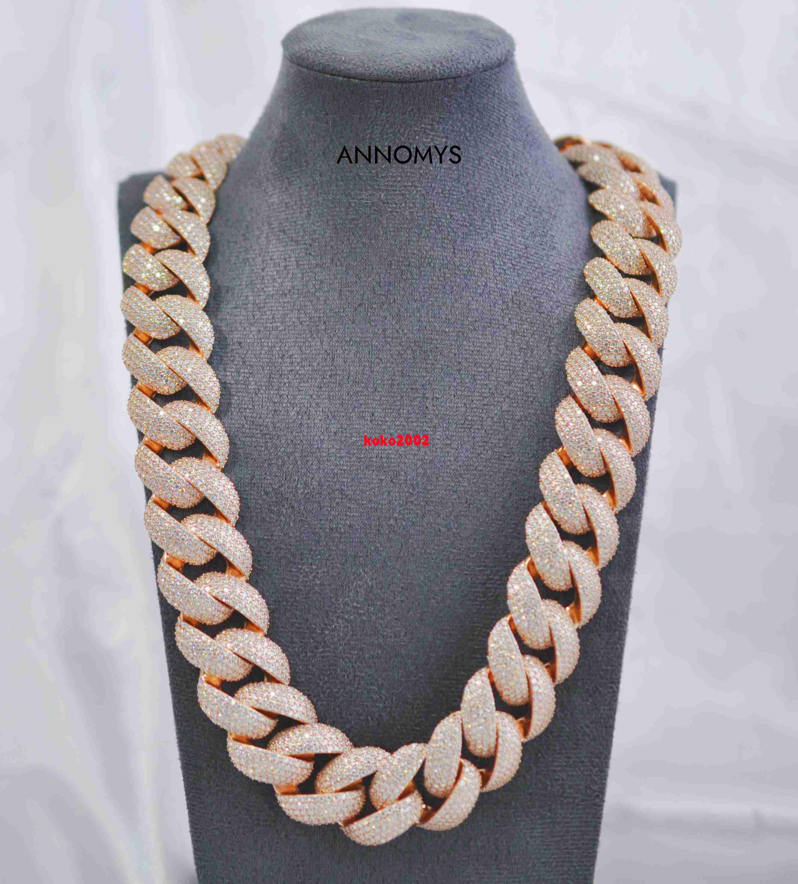 622mm Gold 925 Sterling Silver GRA Iced Out Mossanite Jewelry VVS Moissanite Diamond Cuban Link Chain Bracelet for Men Women