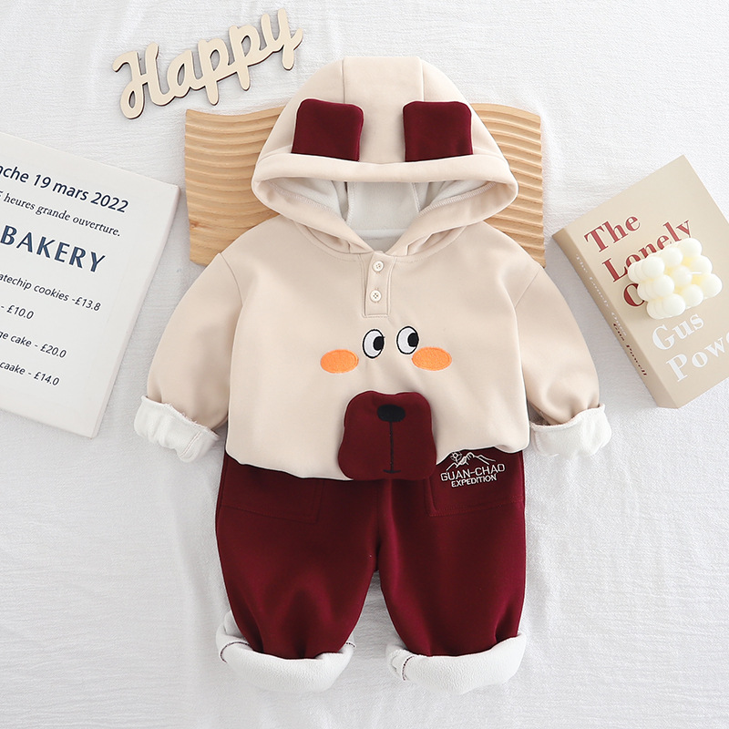 Kids Clothing Sets Cozy Girls Autumn Set 2025, Soft Fleece-Lined Hoodie and Pants 2-Piece, Adorable Outfit for Toddler Girls Free Shipping