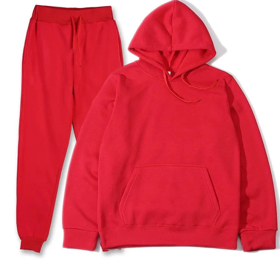 Mens Autumn and Winter Solid Color Hoodiepants Twopiece Set Fashionable Casual Sports Size S3XL Tracksuit 251021