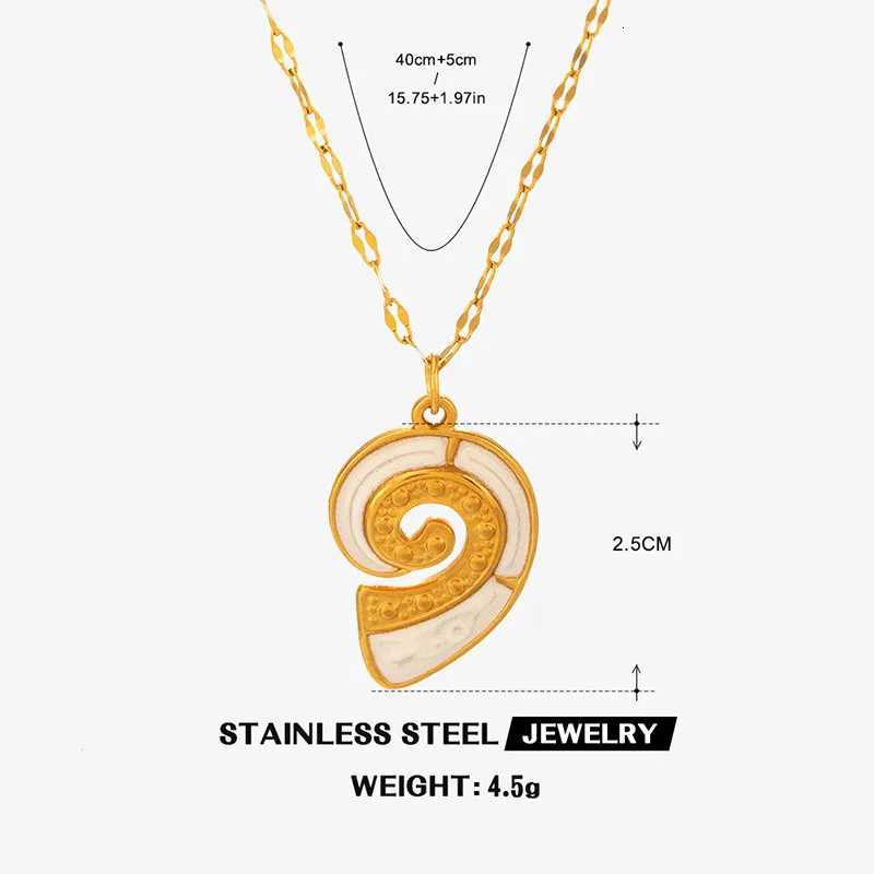 Stainless Steel White Enamel Turtle Conch Gold Color Big Starfish Pendant Necklace for Women Party Daily Jewelry GiftsXJ250717