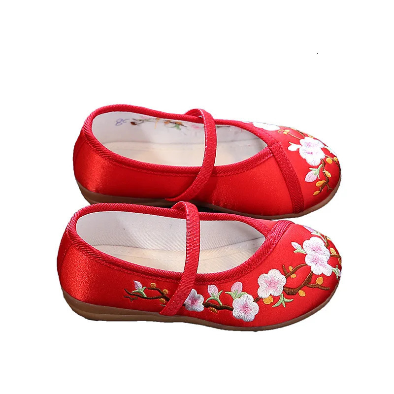 Children Hanfu Flat Shoes Ethnic Chinese Style Girls Embroidered Cloth Shoes Fashion Soft Kids Princess Ancient Dress Up Shoes 251021