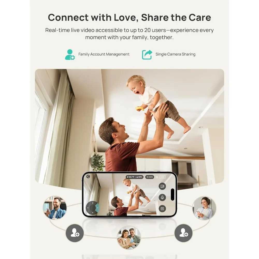 VistaView Smart WiFi Baby Monitor 5 1080P Split Screen 2K Camera App Control Cry Motion Alerts HD Night Vision 5000mAh J251121