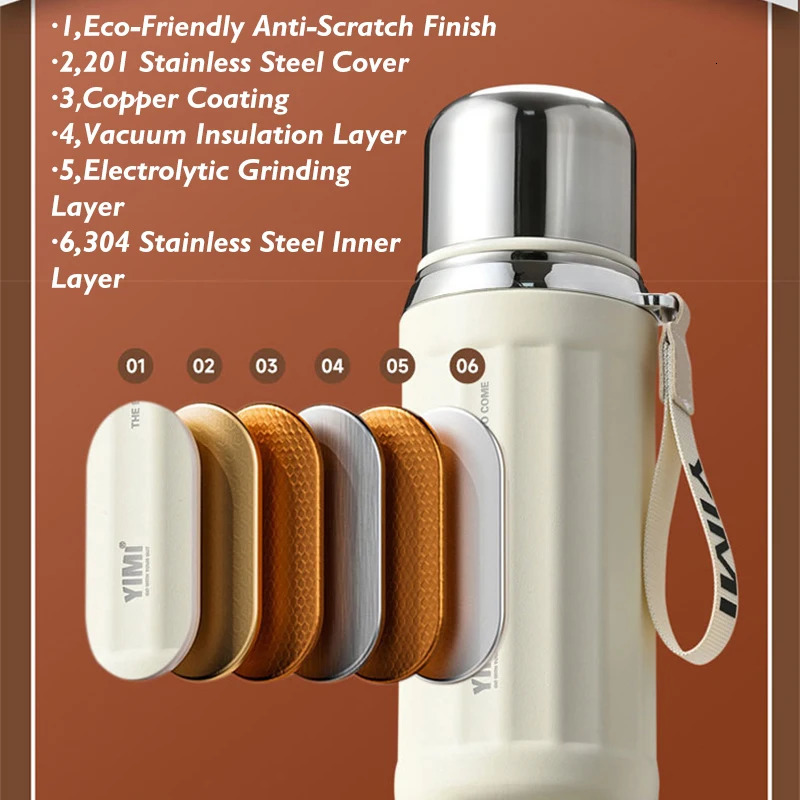 530630ml Large Capacity Food Grade Material 304 Stainless Steel Portable Vacuum Thermal Insulation Tumbler Thermos Seal Cup 251018 W260226