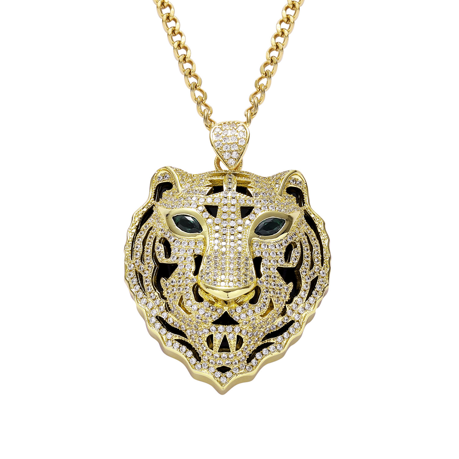 Necklaces designer Hip hop Accessories Tiger Beetle Pendant Agate Zircon Creative Pendant gold necklace cuban link chain for men and women free shippi