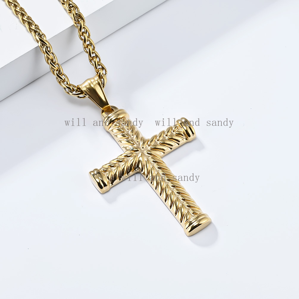 Non Tarnish 18K Gold Jesus Cross Necklace Designer Jewelry Stainless Steel Gold Chain National Flag Madonna Necklaces for Man Hiphop Fine Jewlery Gift