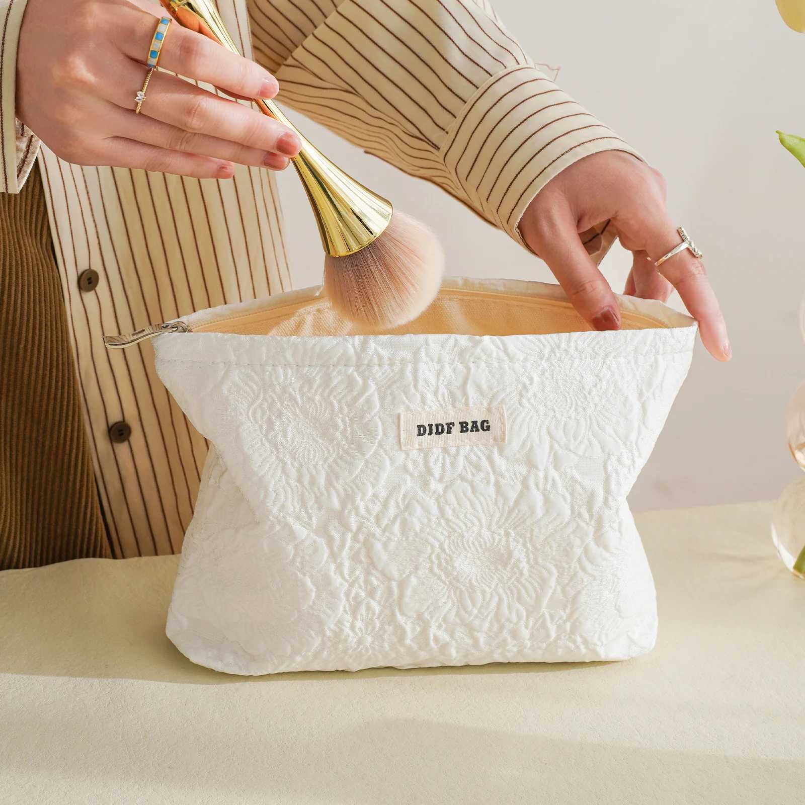 Rose embossed womens cosmetic bag large capacity cosmetics storage bag portable coin purse toiletry bag travel liner bagW251021