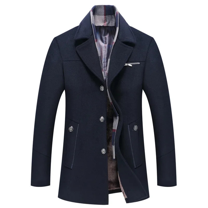 Winter Men Cashmere Overcoats Business Casual Woolen Blends Trench Coats High Quality Male Long Jackets Wool Size 4XL 251016